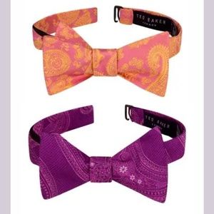 NWT $160 Ted Baker London 2pc Men Preakness Paisley Silk Bow Tie in Pink & Berry